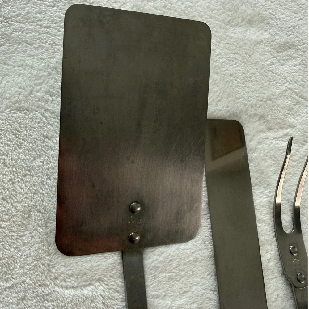 Vintage Set of 3 Ekco Forge Stainless Steel USA Spatula Turner Fork Black Handle